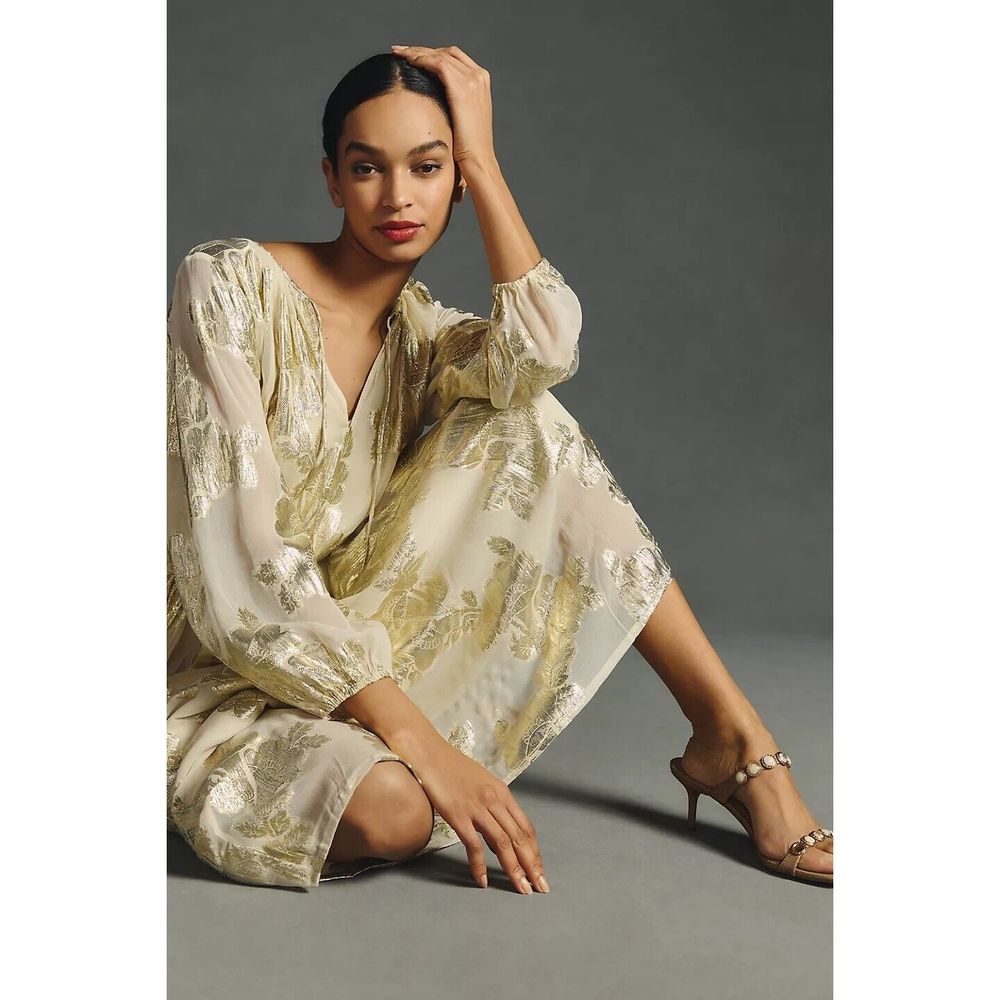 Anthropologie Shruti Sancheti Tie-Neck Maxi Dress